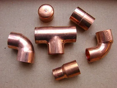 15mm Copper End Feed Fittings Coupler Elbow M/F Equal T Cap End Reducer.. • £4.99