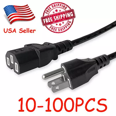 Lot Of 10-100 AC Power Cord Cable Desktop Monitor Computer PC 6ft IEC320 • $129.90