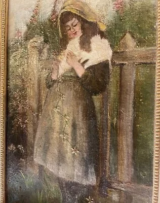 Vintage Antique Victorian Era Oil Painting On Canvas Wood Frame • $49.99