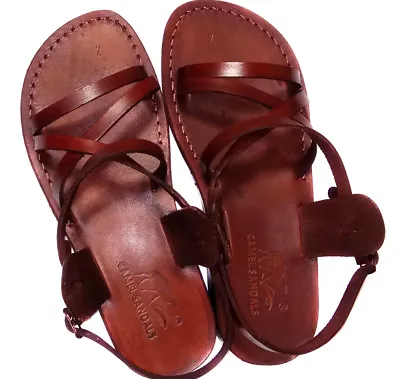 Brown Gladiator Jesus Men's Leather Sandals Strap Handmade UK 4-15 EU 36-50 • £49.19