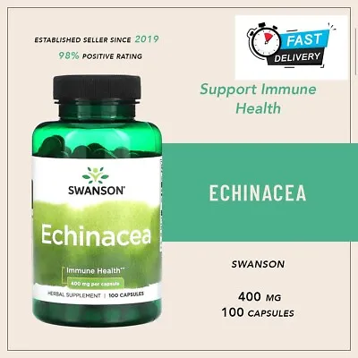 Swansons Echinacea 400mg X 100 Capsules Immune Support Stress Relief • £9.95