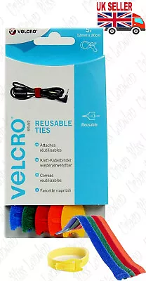 5 X VELCRO 12mm X 20cm One-Wrap Reusable Ties Multi-Colour Cable Tidy Home DIY • £4.49
