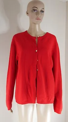 DM Danielle Martin Red 100% Cashmere Cardigan Sweater Classic Womens Large *** • $33.99