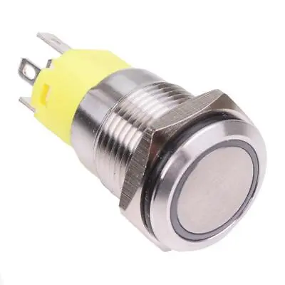 White LED 3V On-(On) Momentary 16mm Vandal Push Switch SPDT • £6.99