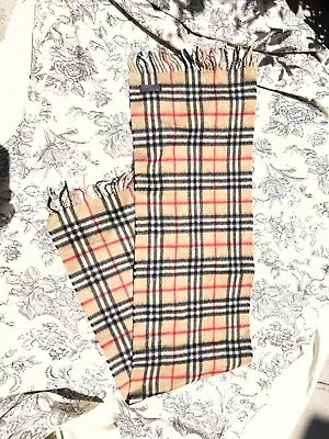 VINTAGE AUTH Burberry Cashmere House Check Pattern Scarf Md In London • $129