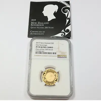 2019 NGC PF70 UCAM - NEW ZEALND - Gold Queen Victoria 200 Years Sovereign 44649A • $894.95