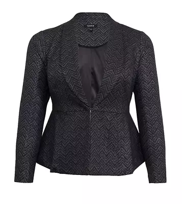 Nwt Torrid 0x Studio Black Silver Metallic  Stretch Peplum Blazer Jacket Suit • $46.98