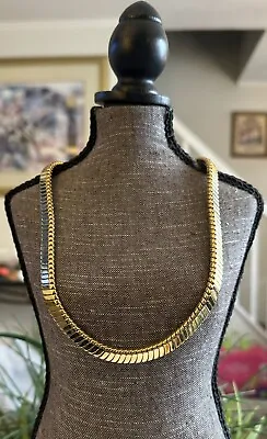 Vintage Signed Monet Gold Tone Metal Chunky Choker Necklace 18” • $24.99