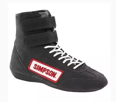 Simpson Racing 28135BK High Top Racing Shoes Adult Size 13.5 Black Pair • $72.07