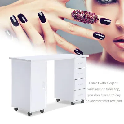 Nail Table Portable Manicure Station Desk Spa Beauty Salon Table W/ 4 Drawers • $139.90