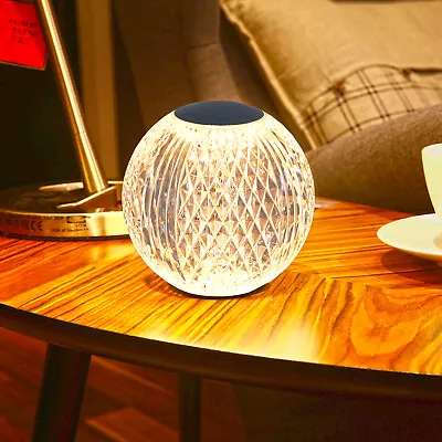 £19.99 • Buy LED Table Lamp Diamond Crystal Warm Light Bedside Reading Sleep USB Rechargeable