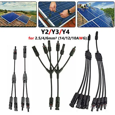 Solar Panel Y Branch Parallel Connectors Adapter Wire Cable Connection Extension • $11.55