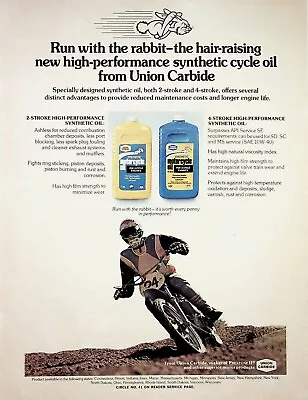 1975 Union Carbide Motorcycle Oil Synthetic Rabbit - Vintage Ad • $12.57