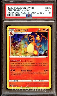 $24.99 • Buy PSA 9 MINT Charizard 025/185 CRACKED-ICE HOLO RARE Vivid Voltage Pokemon Card