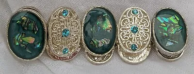 Bracelet With Abalone Paua Shell & Filigree Oval Plaques Approx 7 Inches • £1.69
