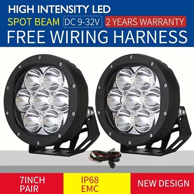 New Design 7 Inch LED Driving Lights Spotlights Pair Black Round Offroad SUV UTV • $98.99