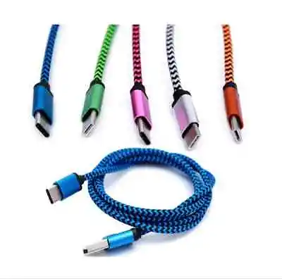 Fabric Braided Type C Cable USB-C USB Data Charger Lead For Various Phones • £2.75