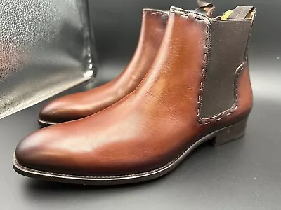 Mezlan Size 10.5 Cognac Rust Leather Chelsea  Boots Shoes MEN'S  Spain • $159