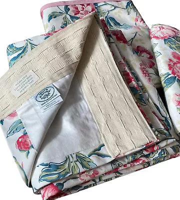 NEW Laura Ashley Drapes Fabric Floral Lined Cotton Rod Pocket 2 Panel+ 42x58” UK • $224