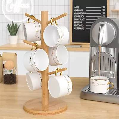 Coffee Mug Holder Bamboo Mug Tree With Thicker Base Coffee Cup Mug Stand For... • $21.81