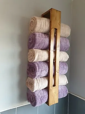 £49.99 • Buy Bath Towel Storage Rack Wax Finish Rustic Handmade Wooden