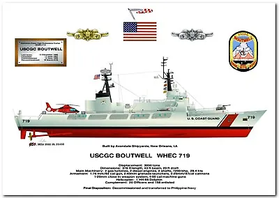 USCGC Boutwell WHEC  719  USCG Hamilton Class High Endurance Cutter Print • $54.99