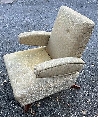 VTG Mid Century Modern Club Chair Adjudtsble Arms Upholstered Slipper Chair • $175