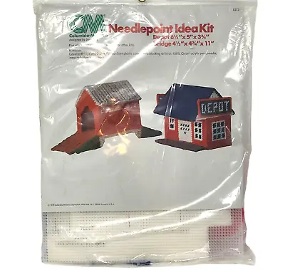 COLUMBIA-MINERVA Depot & Bridge Needlepoint Kit #8273 Vintage 1978 Mini Village • $7.96