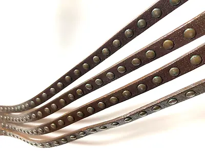 Dolce & Gabbana Vintage Split Studs Belt Logo Leather Brown D&g Dg Italy • £112.54