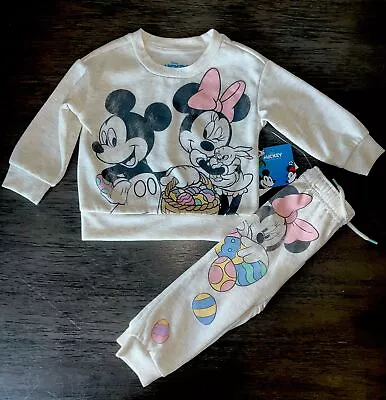 Disney Mickey & Minnie 2 Pc Jogging Outfit Easter Theme New 12 18 M 2T 4T • $17.99