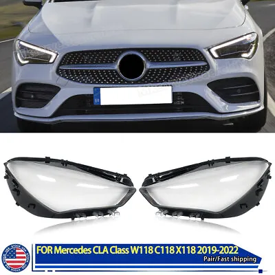 Left Right Car Headlight Lens Cover Replace For Mercedes W118 CLA 2020+ Headlamp • $224.99