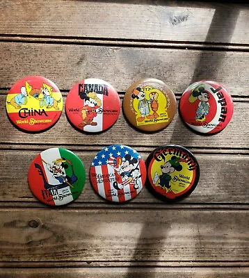 Disney Epcot Buttons  - Lot Of 7 - Vintage Epcot World Showcase Pins / Buttons  • $74