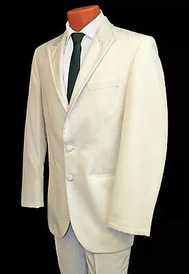 Men's Jean Yves Striped Ivory Tuxedo With Pants Cheap Halloween Costume 39XL 33W • $19.99