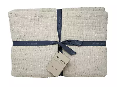 INUP Home Portugal QUEEN 100% Washed Cotton Textured Natural Beige Coverlet NEW • $104.95
