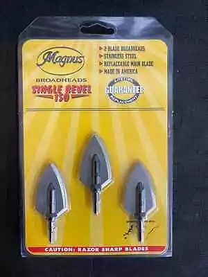 Magnus Broadheads Single Bevel 150 Grain 2 Blade 3 Pack BRAND NEW • $55