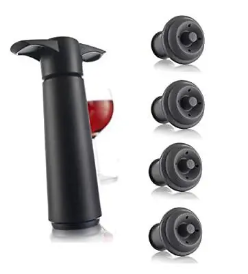 $26.39 • Buy Vacu Vin Wine Saver Pump With Vacuum Bottle Stoppers Black																			...