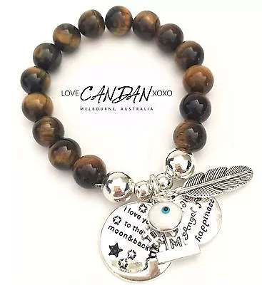 Mum Mother Evil Eye I Love You To The Moon And Back Bracelet Angel Charms • $27.95