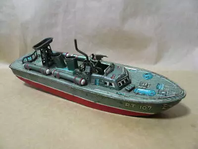 Vintage Toy Ship Boat PT107 K Tin Model Japan Mainspring • $105.96