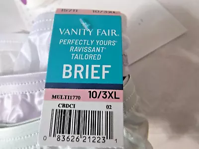 Vanity Fair Perfectly Yours 3 Pk 10 Briefs Ravissant Tailored Sage Mix 3XL 15711 • $12.97