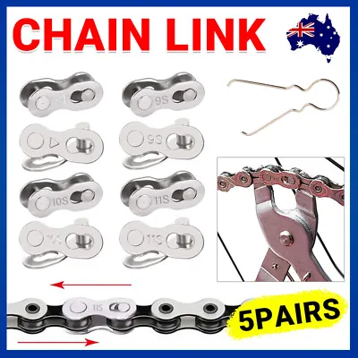 6/7/8/9/10/11 Speed 5 Pairs Bike Chain Master Link Connector QR + Simple Tool AU • $8.15