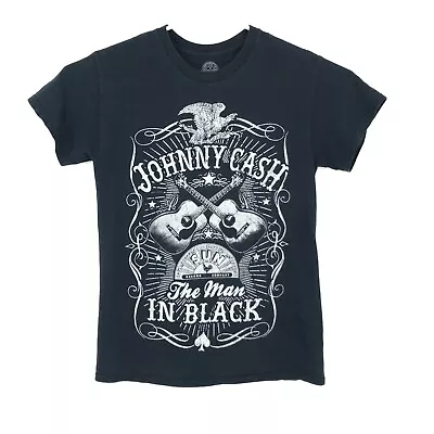 VINTAGE Sun Record Johnny Cash The Man In Black Mens Shirt Small Short Sleeve • $22.49