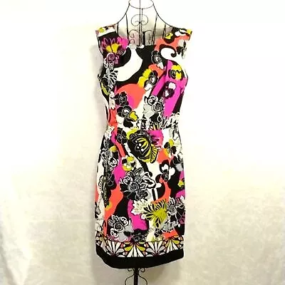 AA STUDIO Vibrate Floral Dress Womens 10 Boho Sheath Lined *Flawed Tear By Zip • $6.95