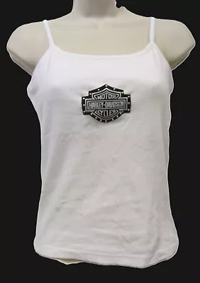 Harley Davidson Classic Logo Ladies Built In Bra Hd White Tank Top Shirt. New • $17.99