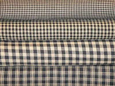 Black Natural Tan Check Plaid Farmhouse Rustic Cabin Country Homespun Fabric • $14.95