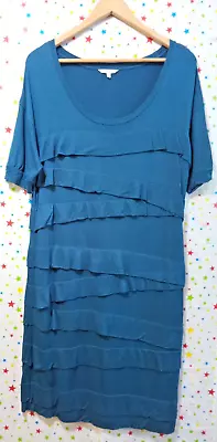 £2.99 • Buy Lovely Kew 159 Blue Green Layered Short Sleeve T-Shirt Dress Size 14