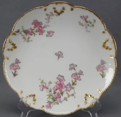 Klingenberg Limoges Purple Floral & Gold 9 3/8 Inch Dinner Plate Circa 1900-1910 • £48.26