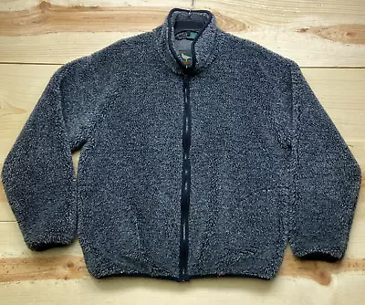 VINTAGE Field & Stream Jacket Medium Gray Fleece Full Zip Deep Pile USA Made • $39.99