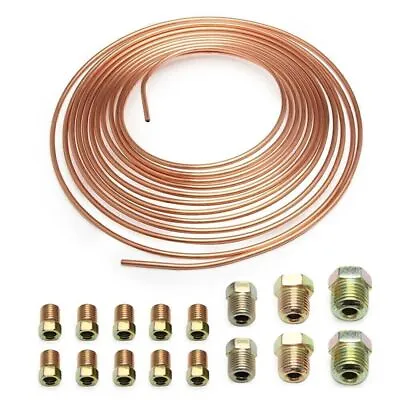 Copper Nickel Car Brake Line Tubing Kit 3/16  OD 25 Ft Coil Rolls With ^ • $14.98