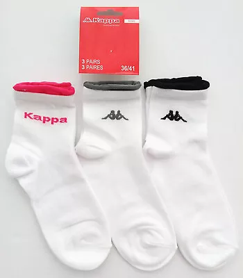 Kappa Ladies 3 Pair Pack White Ankle Socks Approx Size 5 - 7 UK • £10.99