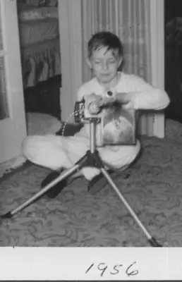 3E Photograph 1950's Boy Shooting Pointing Toy Tommy Gun 1956  • $14.97